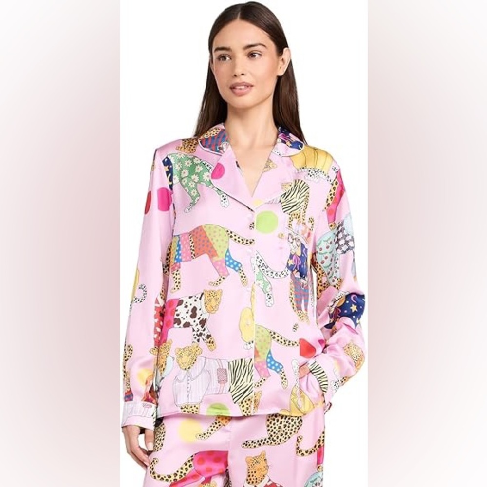 Karen Mabon Women's Leopards Can't Change Their Spots Long Sleeve/Shorts PJ Set